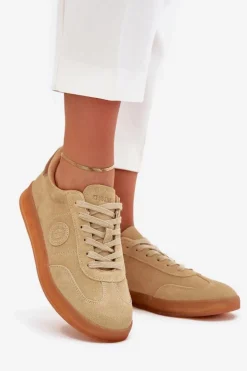 Zamszowe Sneakersy Damskie Big Star RR274849 HI-POLY SYSTEM Beżowe