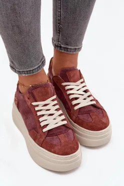 Zamszowe Sneakersy Na Masywnej Platformie Zazoo N1270S3 Fioletowe