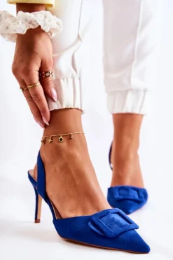 Zamszowe Szpilki Z Noskiem W Szpic Ciemnoniebieskie Emberly