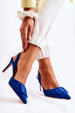 Zamszowe Szpilki Z Noskiem W Szpic Ciemnoniebieskie Emberly