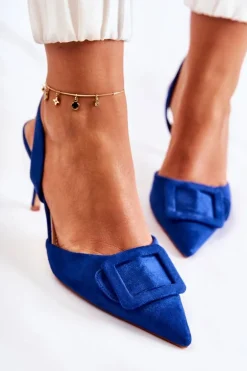 Zamszowe Szpilki Z Noskiem W Szpic Ciemnoniebieskie Emberly