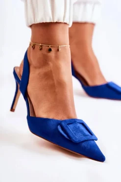 Zamszowe Szpilki Z Noskiem W Szpic Ciemnoniebieskie Emberly