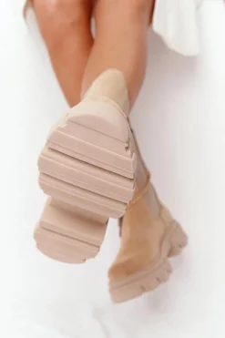 Zamszowe Sztyblety Workery Lewski Shoes 2998-0 Piaskowe