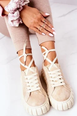 Zamszowe Tenisówki Na Platformie Beżowe Whatever