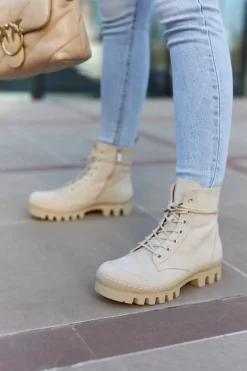 Zamszowe Traperki Botki Beżowe Layden