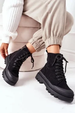 Zamszowe Trapery Na Platformie Czarne Here I Am