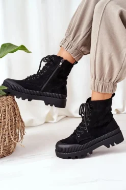 Zamszowe Trapery Na Platformie Czarne Here I Am