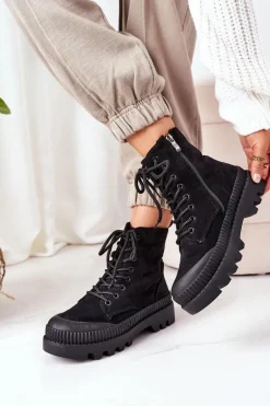 Zamszowe Trapery Na Platformie Czarne Here I Am