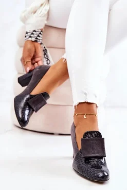 Zamszowe Wężowe Czółenka Szare Kathleen