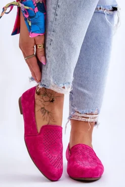 Zamszowe Wygodne Mokasyny Fuksja Giovana