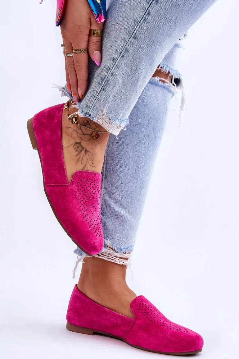 Zamszowe Wygodne Mokasyny Fuksja Giovana