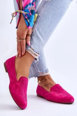 Zamszowe Wygodne Mokasyny Fuksja Giovana