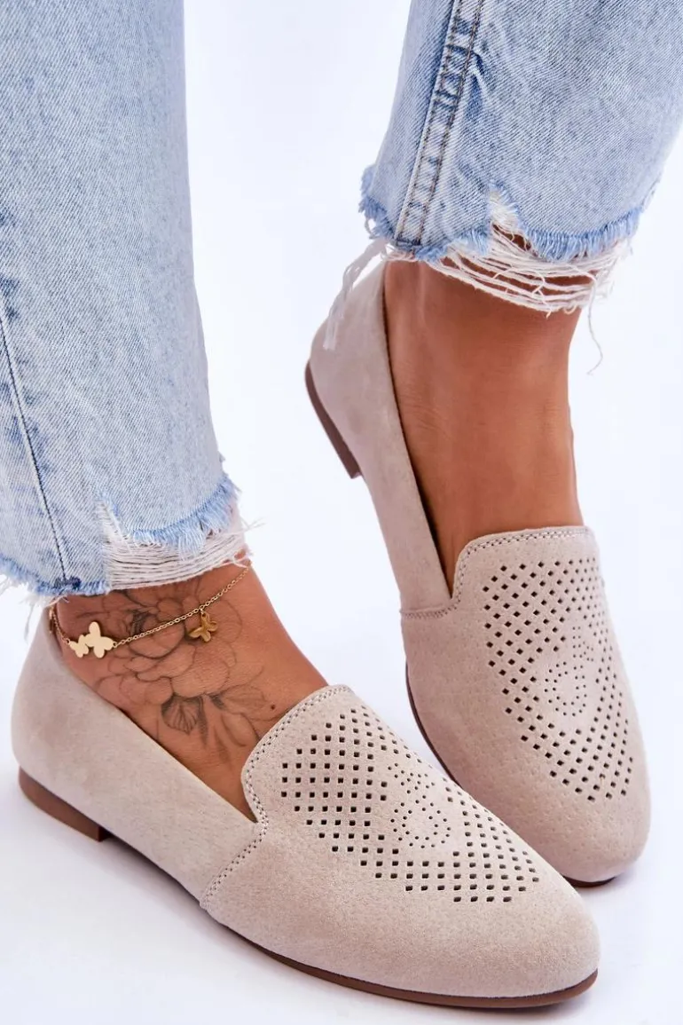 Zamszowe Wygodne Mokasyny Beżowe Giovana