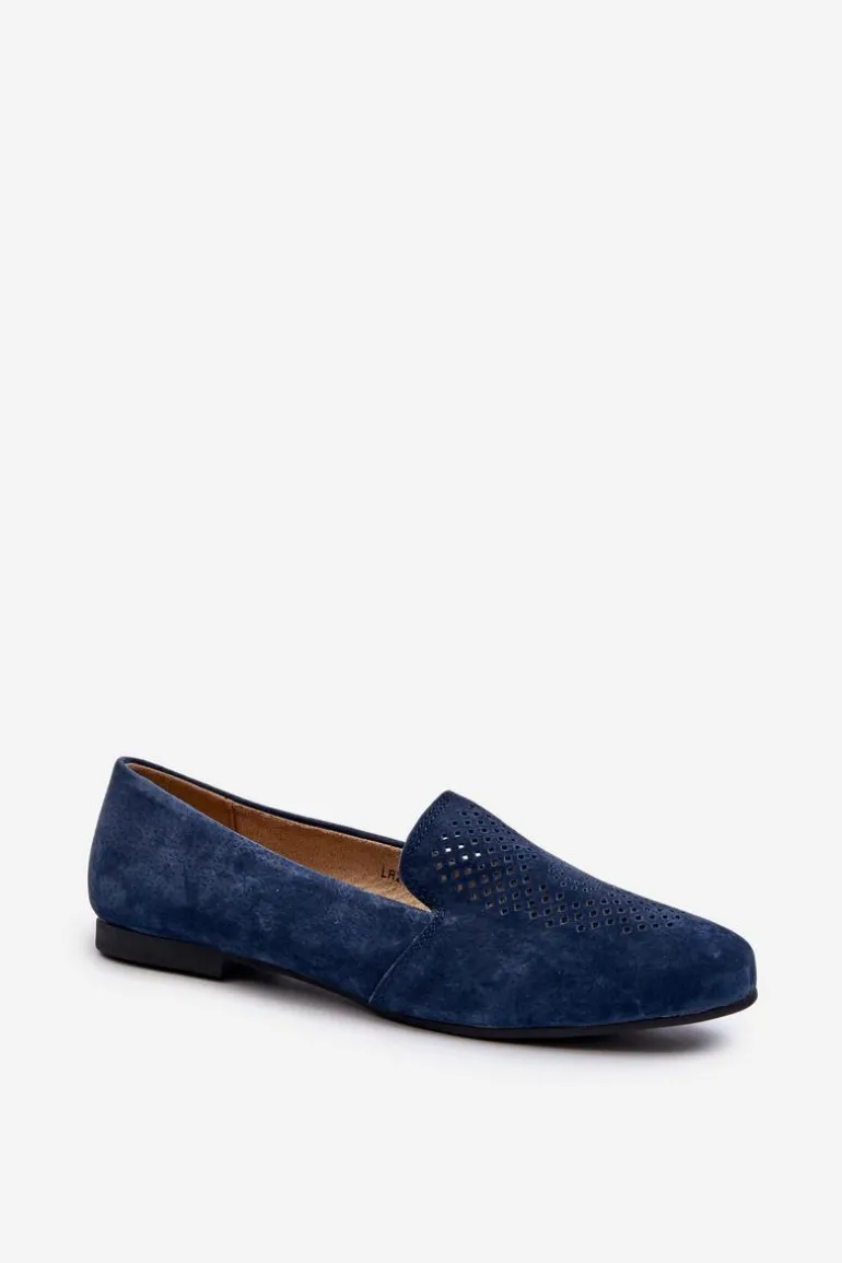 Zamszowe Wygodne Mokasyny Granatowe Giovana