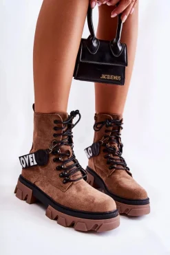 Zamszowe Wysokie Botki Z Ociepleniem Brązowe Danity