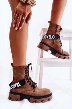 Zamszowe Wysokie Botki Z Ociepleniem Brązowe Danity