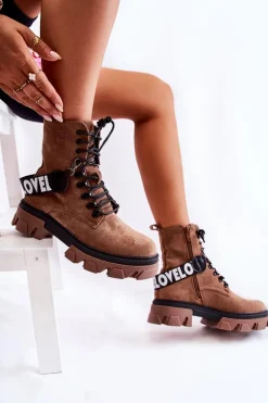 Zamszowe Wysokie Botki Z Ociepleniem Brązowe Danity