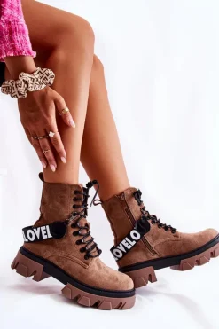 Zamszowe Wysokie Botki Z Ociepleniem Brązowe Danity