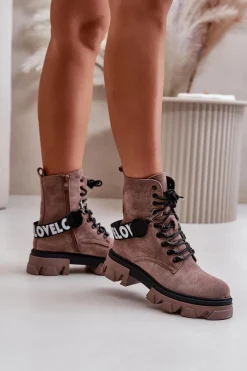 Zamszowe Wysokie Botki Z Ociepleniem Jasnobrązowe Danity