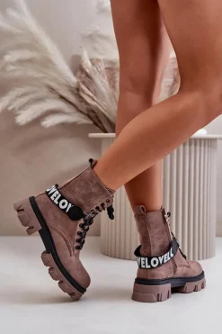 Zamszowe Wysokie Botki Z Ociepleniem Jasnobrązowe Danity