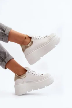 Zazoo 10165 Buty Sportowe Damskie Na Masywnej Platformie Białe