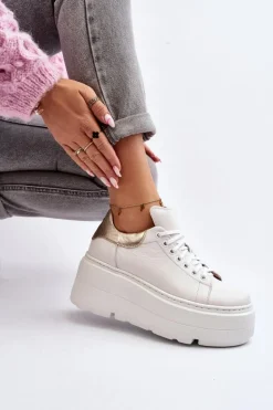 Zazoo 10165 Buty Sportowe Damskie Na Masywnej Platformie Białe