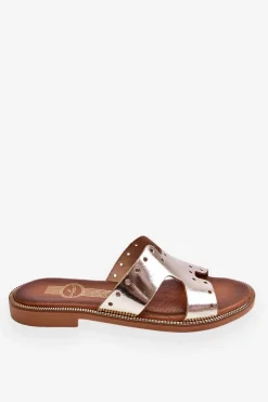 Zazoo 40326 Damskie Klapki Z Ozdobnymi Wycięciami Złote