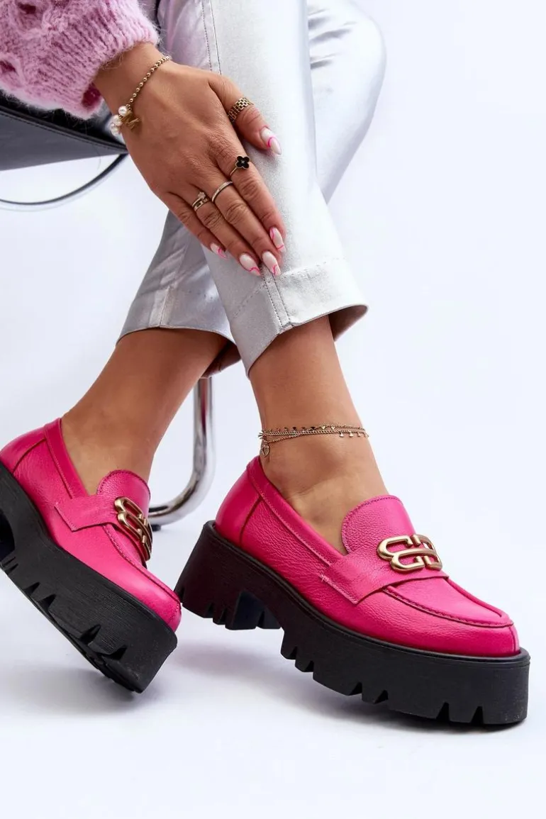 Zazoo 20164 Damskie Loafersy Ze Skóry Naturalnej Fuksja