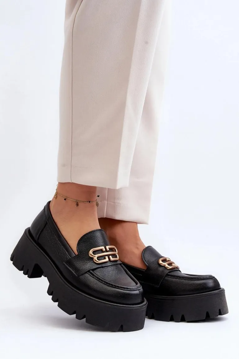 Zazoo 20164 Damskie Loafersy Ze Skóry Naturalnej Czarne