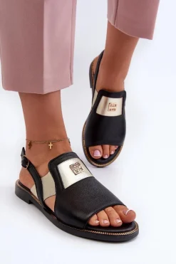 Zazoo 40385 Damskie Skórzane Sandały Czarne