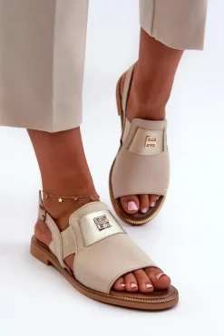 Zazoo 40385 Damskie Skórzane Sandały Beżowe