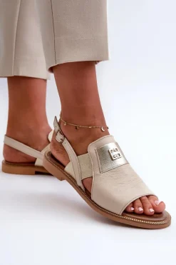 Zazoo 40385 Damskie Skórzane Sandały Beżowe