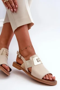 Zazoo 40385 Damskie Skórzane Sandały Beżowe