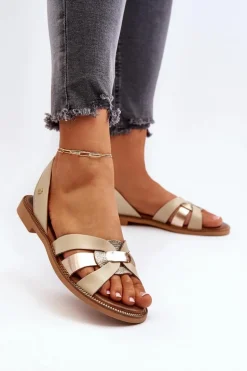 Zazoo 40382 Sandały Damskie Skórzane Beżowe