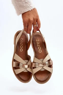 Zazoo 40382 Sandały Damskie Skórzane Beżowe