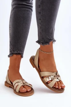 Zazoo 40382 Sandały Damskie Skórzane Beżowe