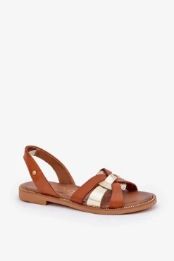 Zazoo 40382 Sandały Damskie Skórzane Brązowe