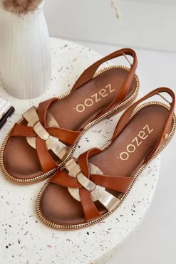 Zazoo 40382 Sandały Damskie Skórzane Brązowe