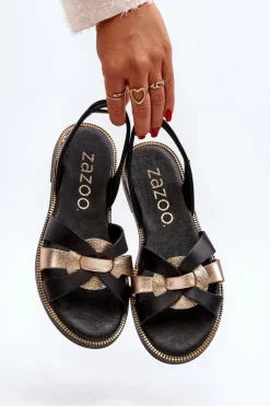 Zazoo 40382 Sandały Damskie Skórzane Czarne