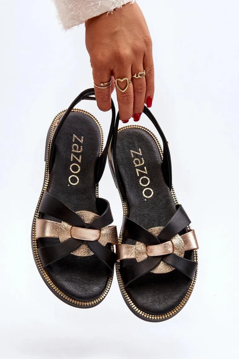 Zazoo 40382 Sandały Damskie Skórzane Czarne