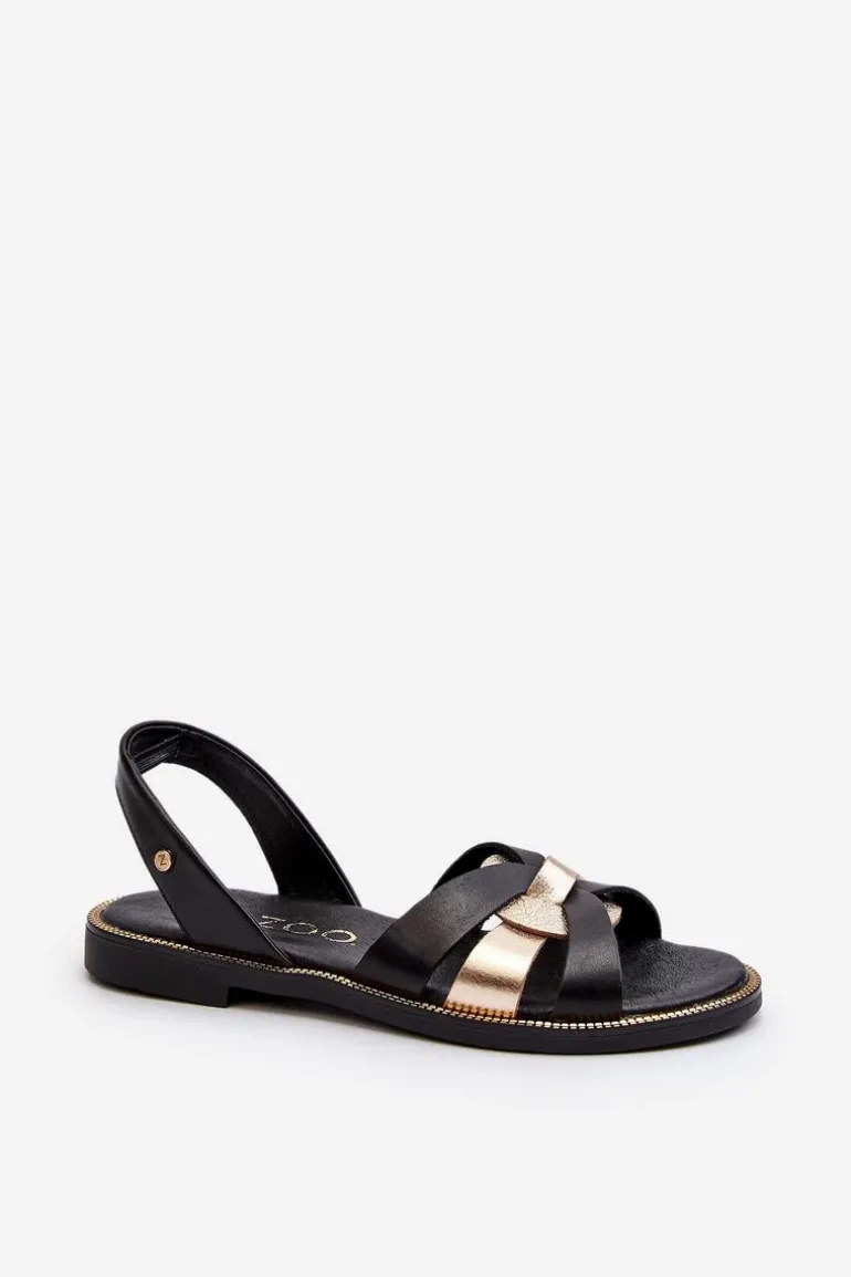 Zazoo 40382 Sandały Damskie Skórzane Czarne