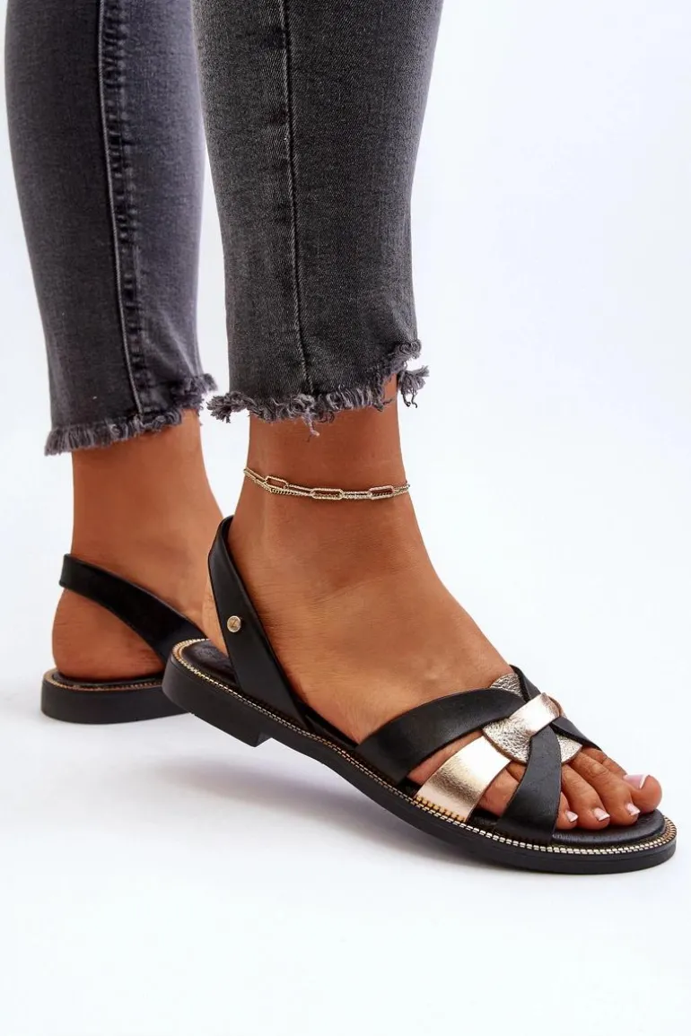 Zazoo 40382 Sandały Damskie Skórzane Czarne