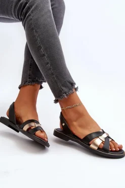 Zazoo 40382 Sandały Damskie Skórzane Czarne