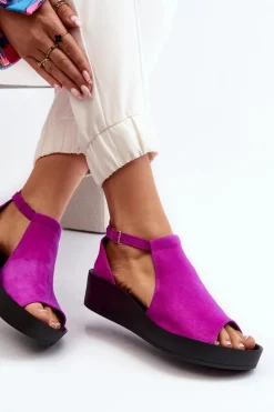 Zazoo 2914 Sandały Damskie Zamszowe Fuksja