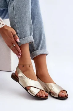 Zazoo 40407 Sandały Skórzane Damskie Złote