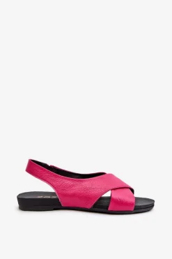 Zazoo 40407 Sandały Skórzane Damskie Fuksja