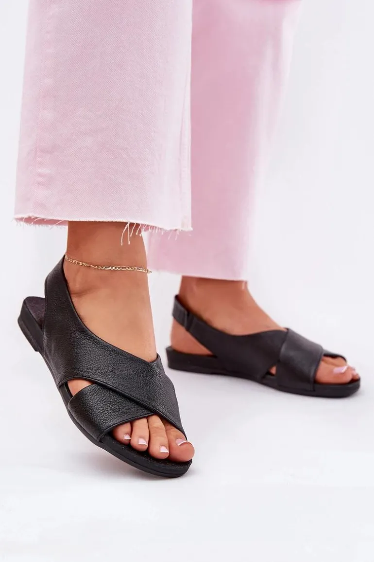 Zazoo 40407 Sandały Skórzane Damskie Czarne