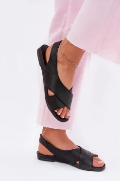 Zazoo 40407 Sandały Skórzane Damskie Czarne