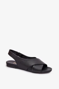 Zazoo 40407 Sandały Skórzane Damskie Czarne