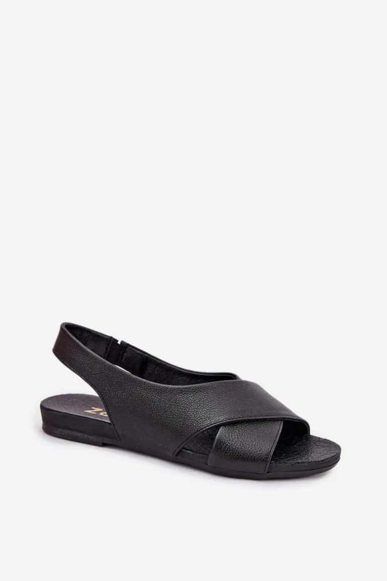 Zazoo 40407 Sandały Skórzane Damskie Czarne